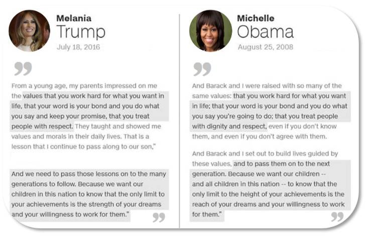 difference between Melania and Michelle speech
