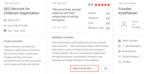 KindPlanner feedback on SEO services