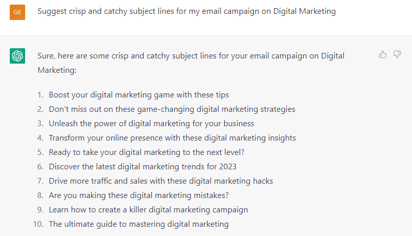 ChatGPT can prepare email campaign content