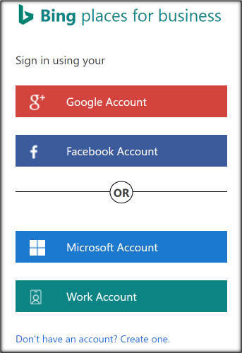 Bing Places sign up